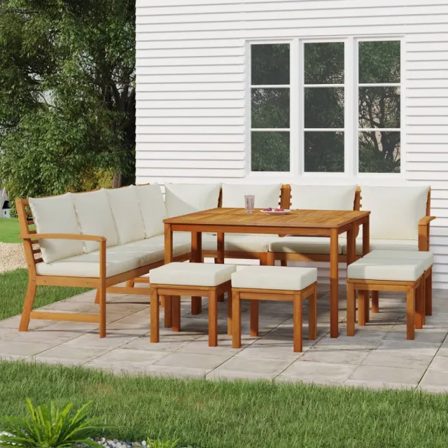 vidaXL 11-delige Tuinset met kussens massief acaciahout bruin, foto 2