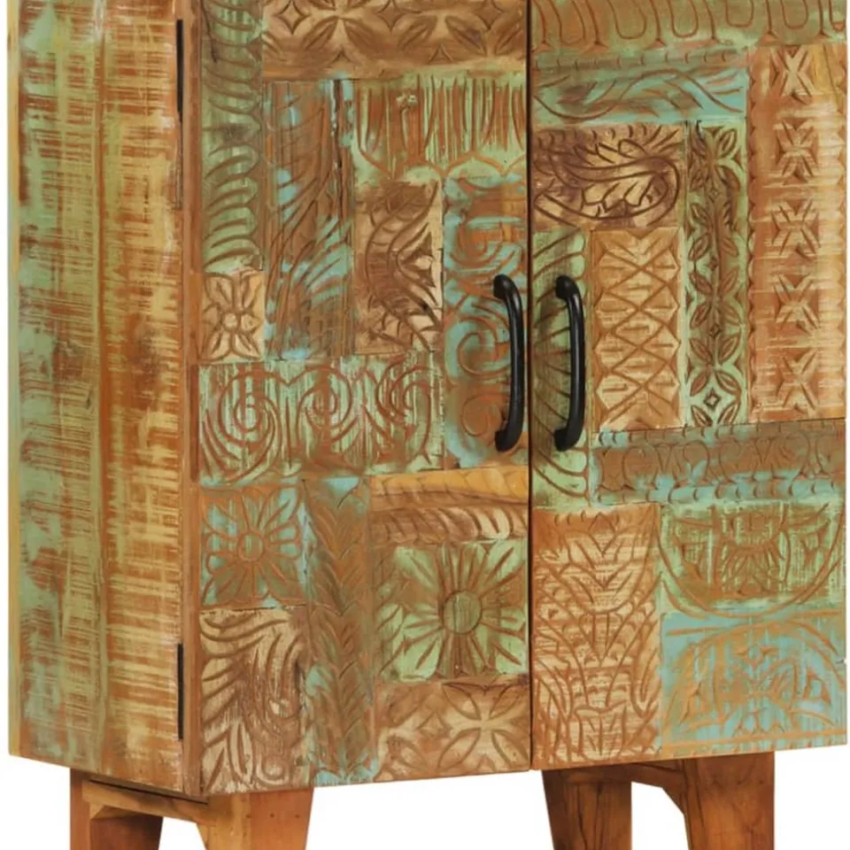 vidaXL Dressoir handgesneden 55x30x75 cm massief gerecycled hout meerkleurig, foto 2