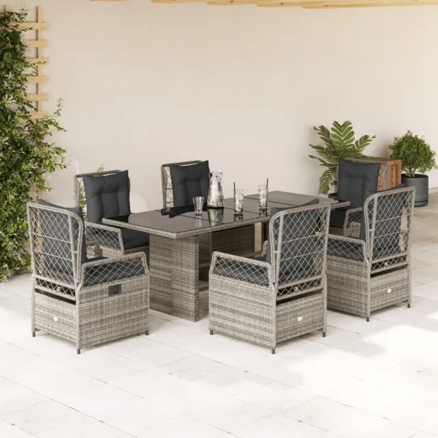 vidaXL 7-delige Tuinset met kussens poly rattan grijs, foto 2