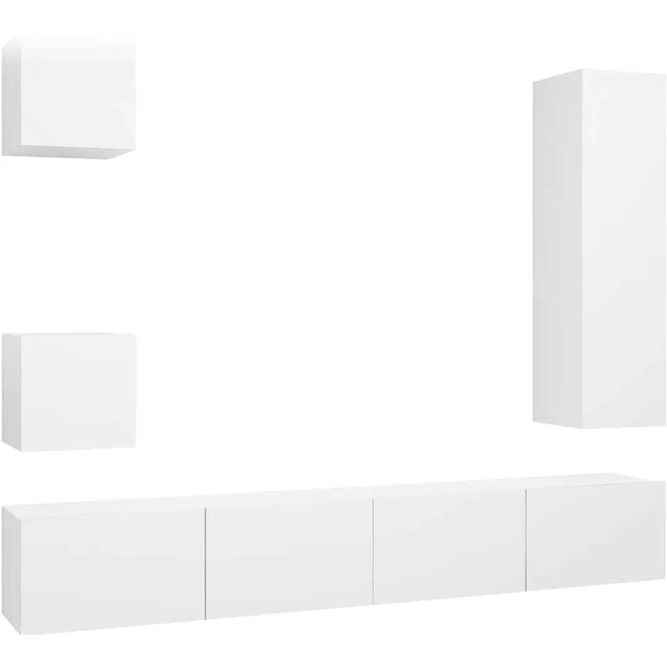 vidaXL 5-delige Tv-meubelset bewerkt hout wit, foto 3