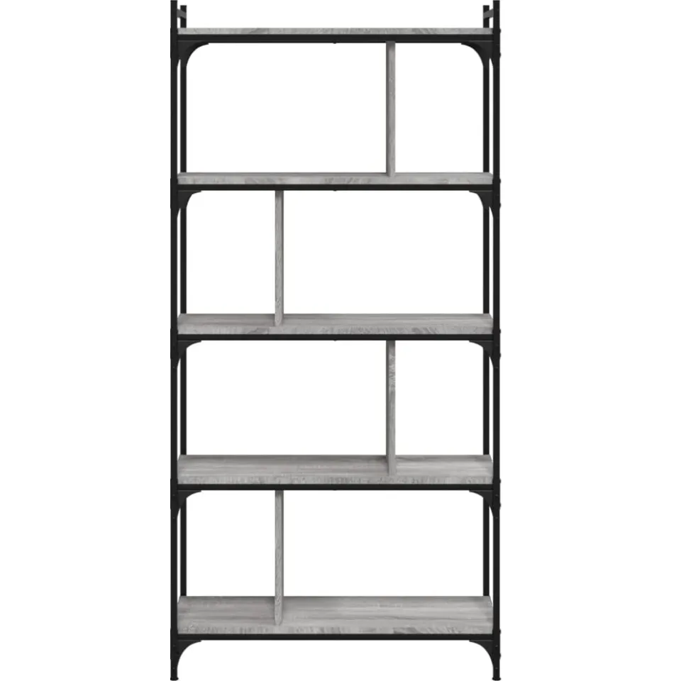 vidaXL Boekenkast 5-laags 76x32x158 cm bewerkt hout grijs sonoma, foto 3