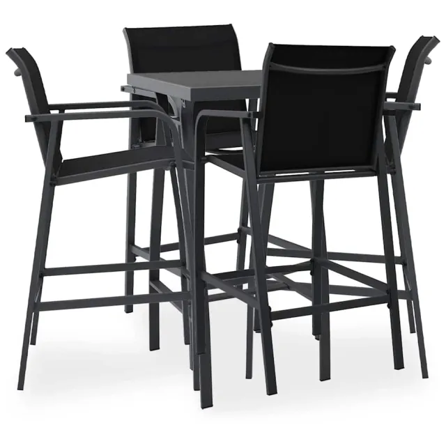 vidaXL 5-delige Tuinbarset zwart, foto 2