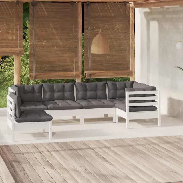 vidaXL 6-delige Loungeset met kussens grenenhout wit, foto 2