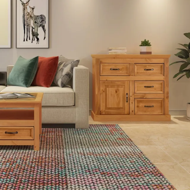 I.T.T. Selma|Dressoir met 1 deur en 4 laden in natuurlijk grenen