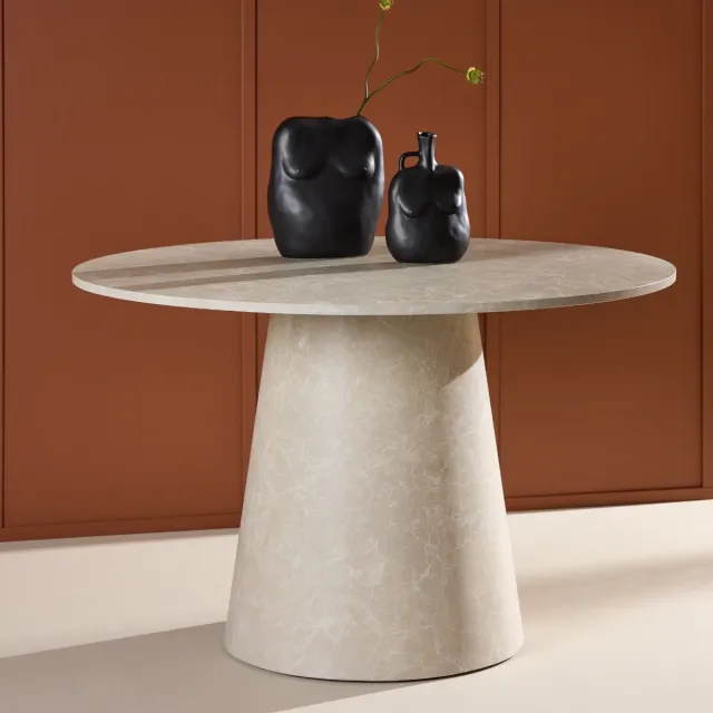 Fjord Fjôrd Eettafel Lanzo ø120cm Beige Marmerlook