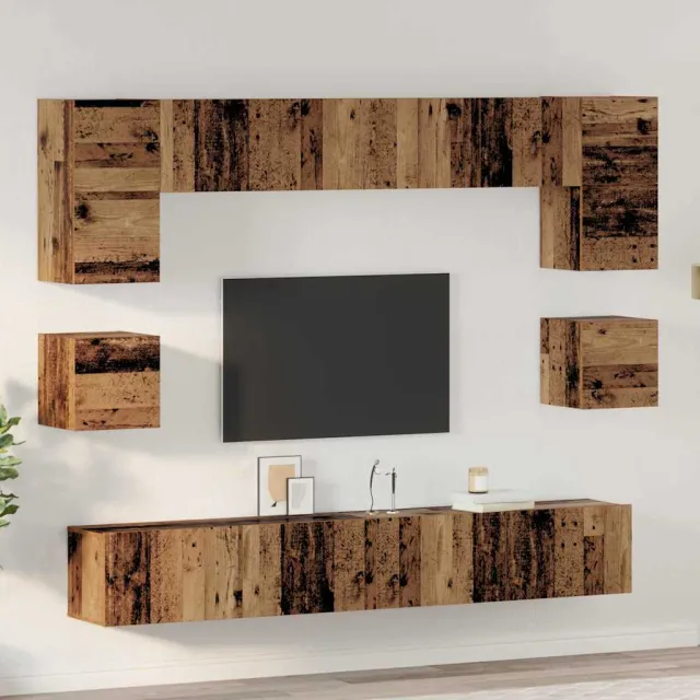 vidaXL Tv-meubelset 8 st 100 x 30 x 30 cm Oud Hout bruin, foto 2