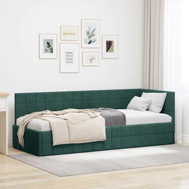 vidaXL Hoekbedframe Donkergroen 80 x 200 cm fluweel