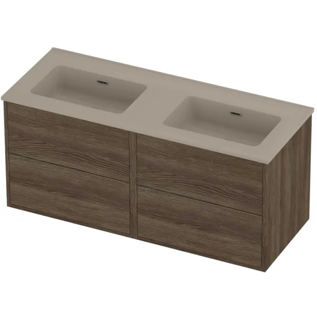 Proline Tribute Badmeubelset Porselein Elegant Zonder Gat 120x46x54 cm Mat Crème Cotton Vital Oak Eiken