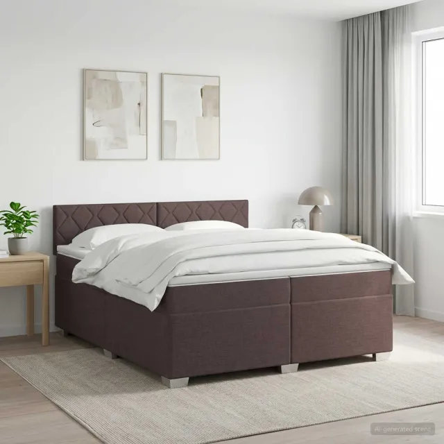vidaXL Boxspringbed met matras Donkerbruin 200 x 200 cm Stof