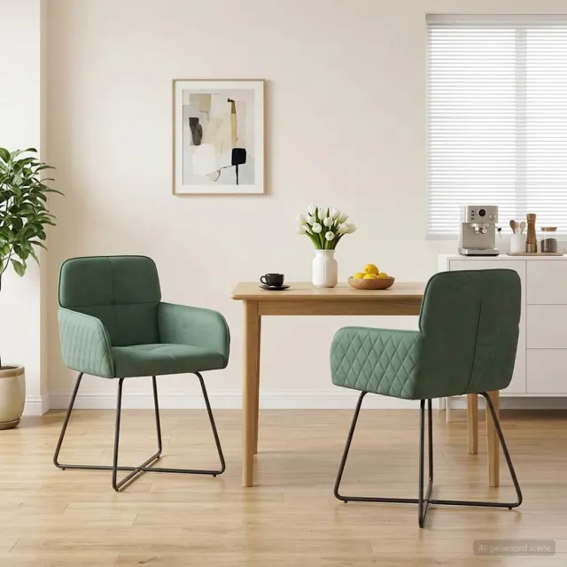 vidaXL Eettafelstoelen 2 st fluweel Zeegroen 59 x 56,5 x 86 cm groen, foto 2