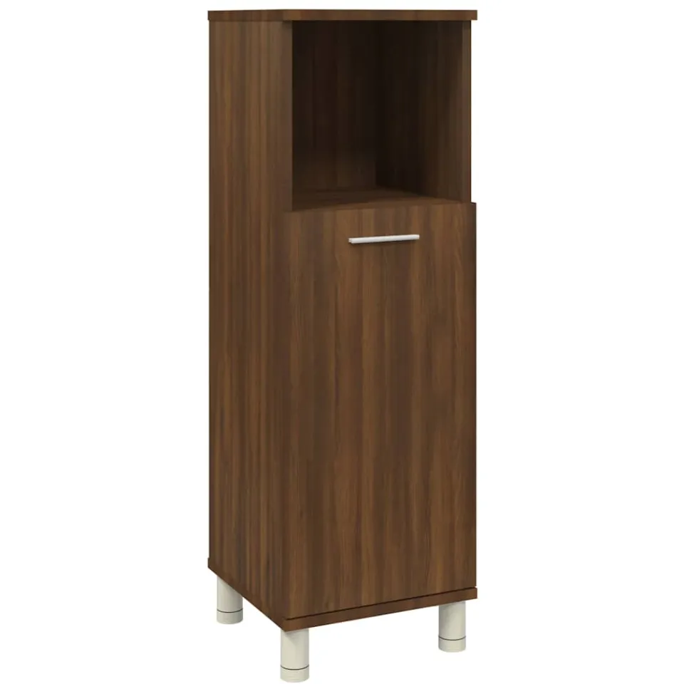 vidaXL Badkamerkast 30x30x95 cm bewerkt hout bruin eikenkleur