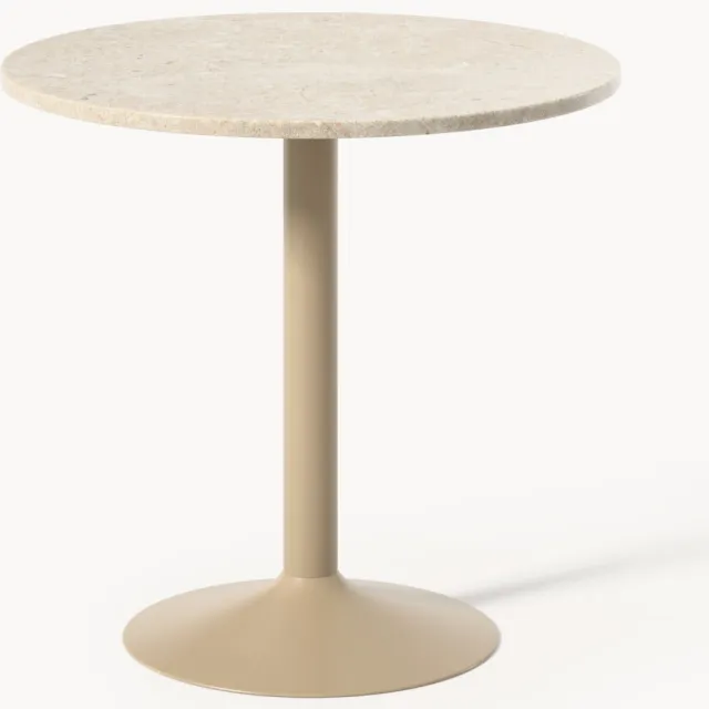 Westwing Collection Ronde eettafel Miley met marmeren blad, in verschillende formaten Beige