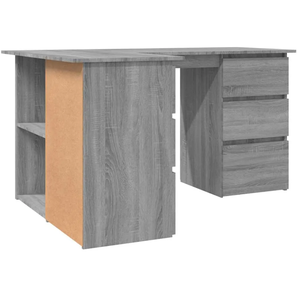 vidaXL Hoekbureau 145x100x76 cm bewerkt hout grijs sonoma eikenkleurig