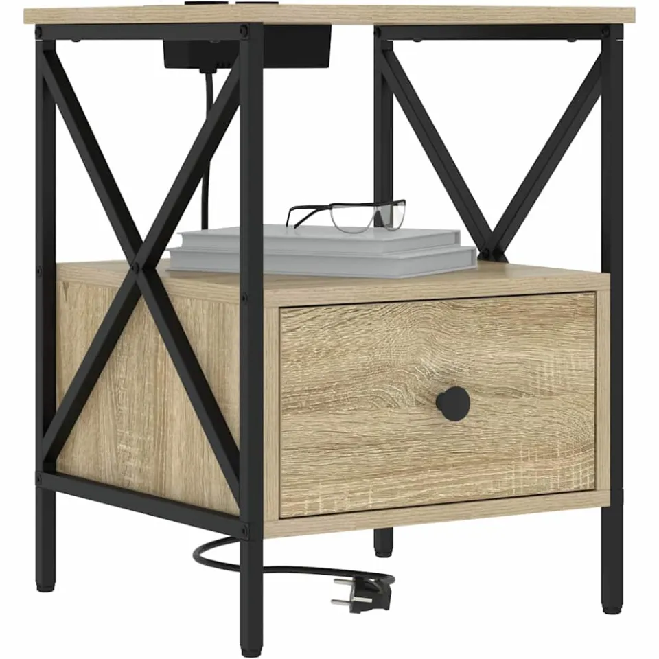 vidaXL Nachtkastje 2 st Sonoma Eiken 41,5 x 40,5 x 55 cm Bewerkt hout Bruin