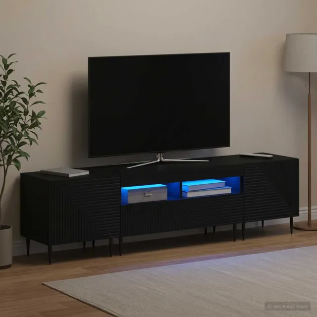 vidaXL 3-delige LED TV-kast Zwart Bewerkt hout