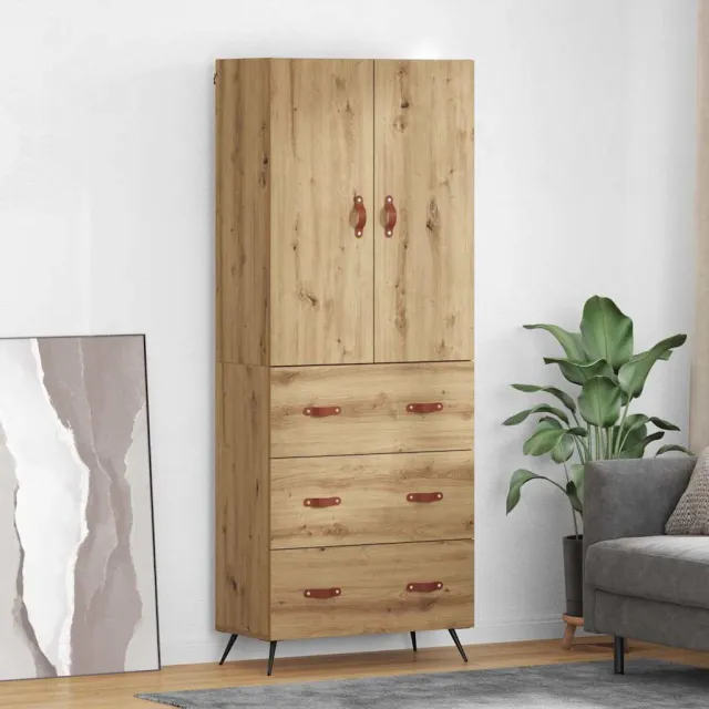 vidaXL Highboard Artisan Eiken 69,5 x 34 x 180 cm Bewerkt hout Bruin
