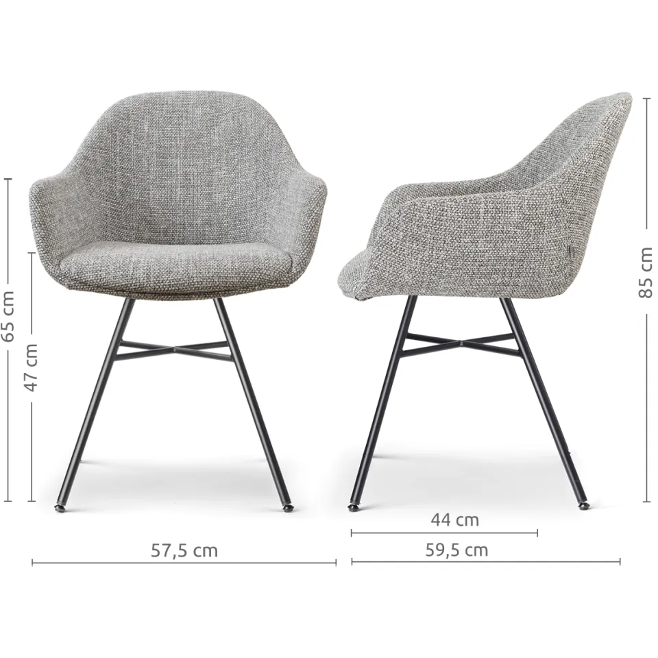 Nolon Noa-Mae eetkamerstoel grijs blend - zwart onderstel, foto 2