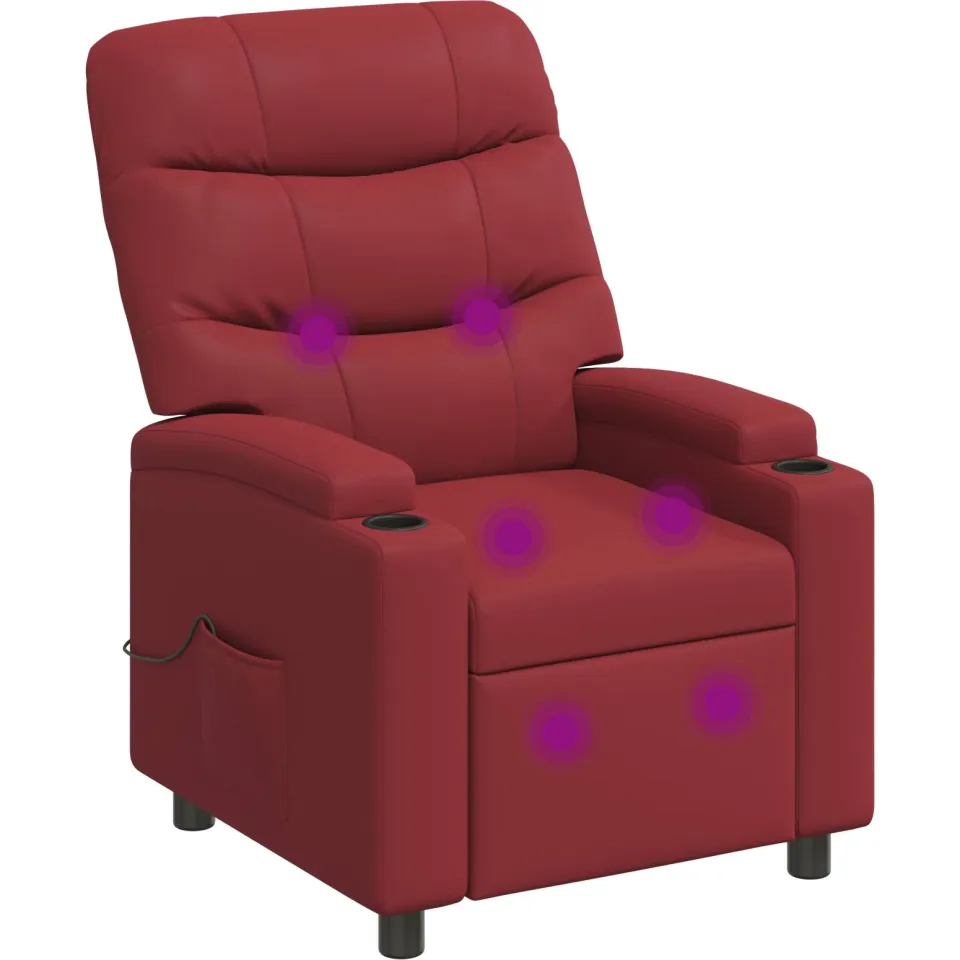 vidaXL Massage-relaxstoel Wijnrood 75 x 93 x 102 cm Stof Bordeauxrood