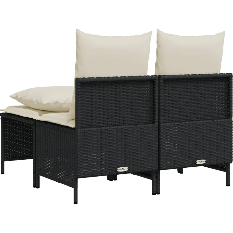 vidaXL 4-delige Loungeset met kussens poly rattan zwart, foto 4