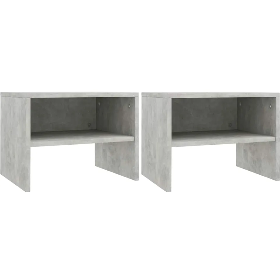 vidaXL Nachtkastjes 2 st 40x30x30 cm bewerkt hout betongrijs grijs, foto 3