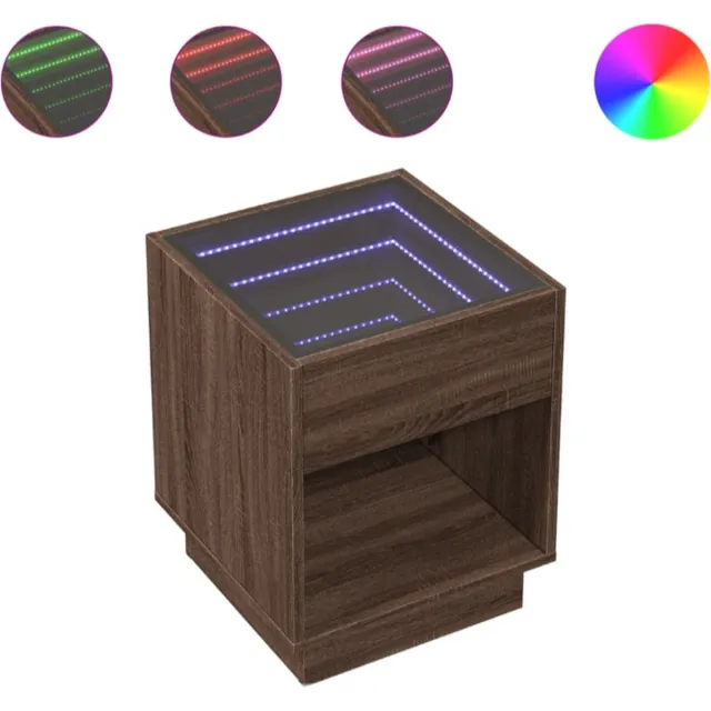 vida xl Nachtkastje met Infinity LED 40x40x50 cm bruin eikenkleurig bruineiken