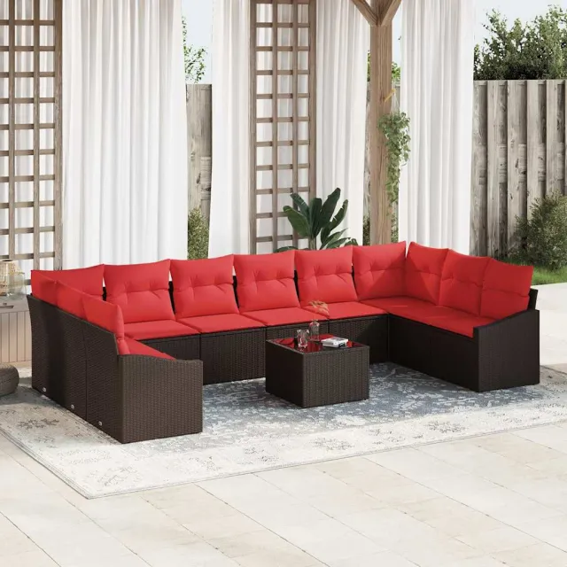 vidaXL Bankstel 11 st Bruin poly rattan, foto 2
