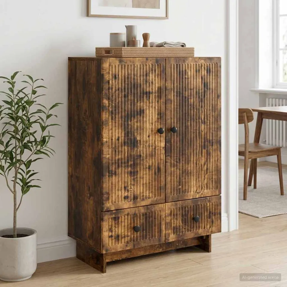 vidaXL Dressoir Gerookte Eik 66 x 34,5 x 95 cm Geconstrueerd hout bruin, foto 3