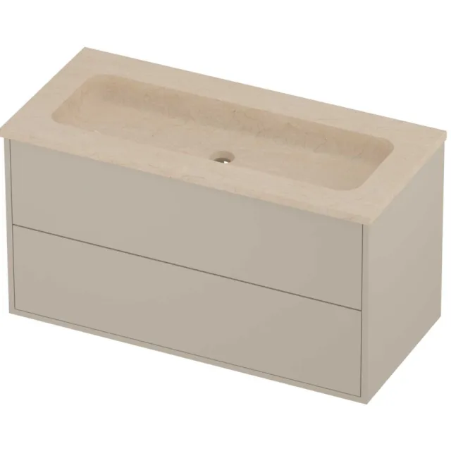 Proline Rollo Badmeubelset Hardsteen Elegant Centraal 100x46x54 cm Sand Stone Soft Linen Beige