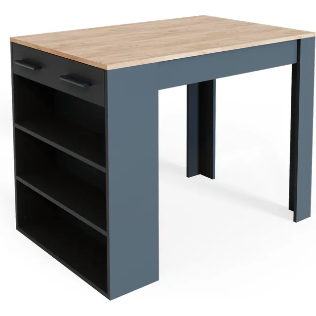 Vicco Repose Eetkamertafel – 67 x 100 cm Antraciet/gouden eik Antraciet/Goudkleurig Eiken