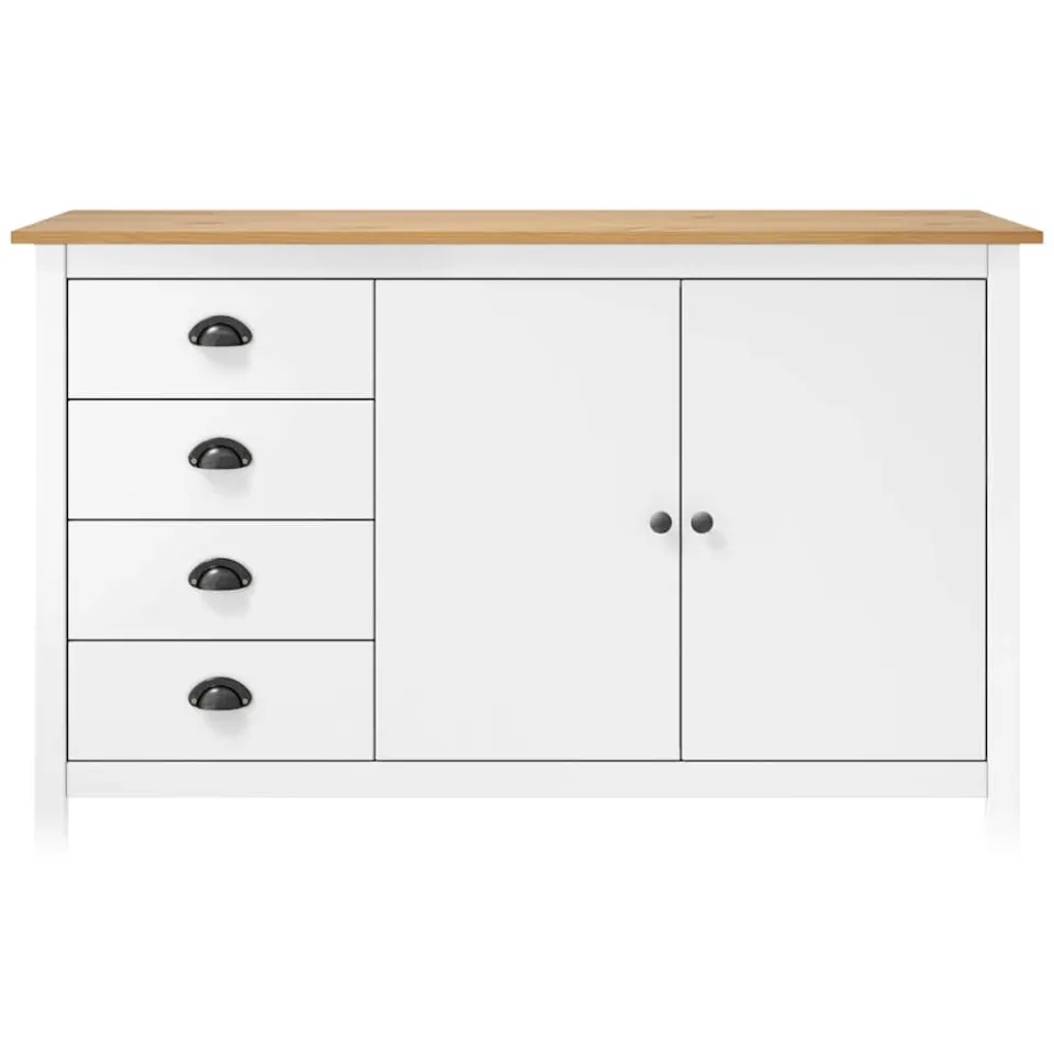 vidaXL Dressoir Hill 130x40x80 cm massief grenenhout wit, foto 2
