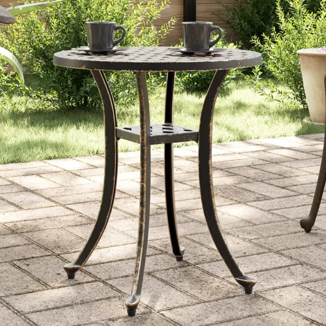 vidaXL Tuintafel Ø 48x53 cm gietaluminium bronskleurig bruin, foto 2