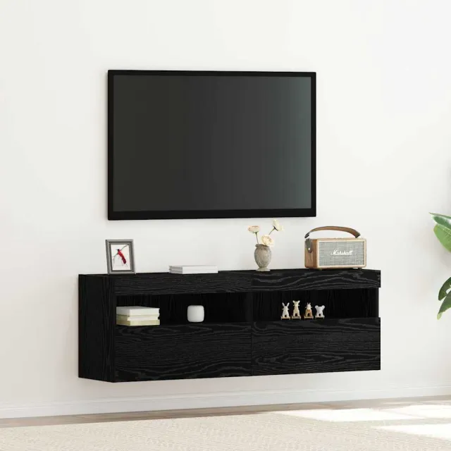 vidaXL TV Wandkast 2 st Zwart eiken Bewerkt hout, foto 2