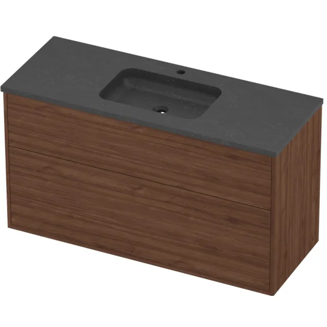 Proline Rollo Badmeubelset Hardsteen Elegant Midden 1 Gat 120x46x67 cm Blue Stone Indian Walnut Houtlook