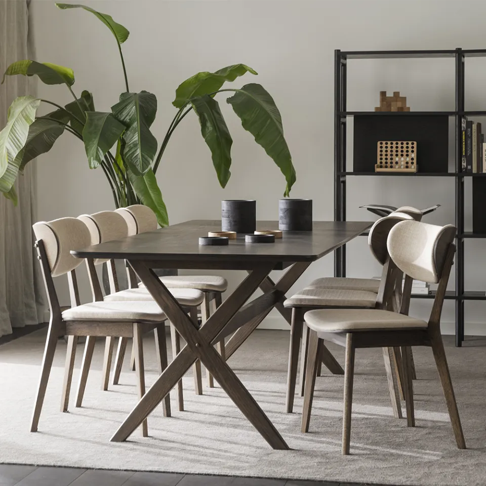 Rowico Home Kato eikenhouten eetkamerstoel donker eiken - met beige zitting, foto 2