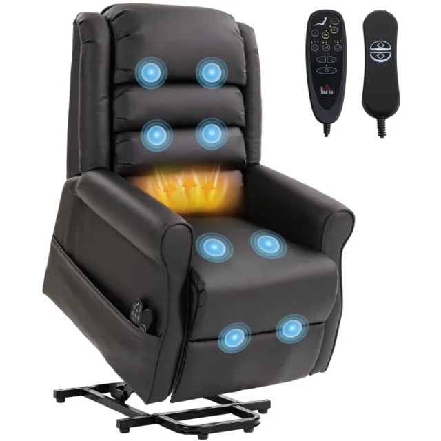 GranMaison Massagestoel - Relaxfauteuil - Zetel - Sta op stoel elektrisch - Stof - 1 persoons - Met armleuning - Zeer comfortabel - Elektrisch - Donkerbruin