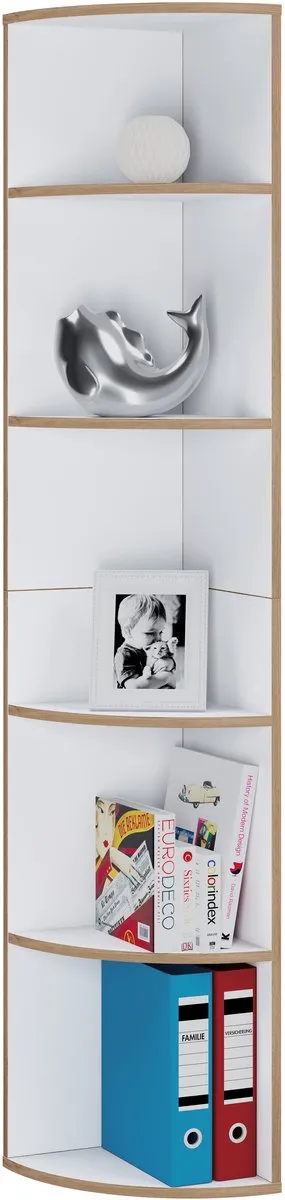 Vcm Holzregal stehend | platzsparendes Eckregal | Maße Bücherregal ca. H. 183 x B. 33 x T. 33 cm | elegantes Regal | Büroregal – Salia 5fach weiß