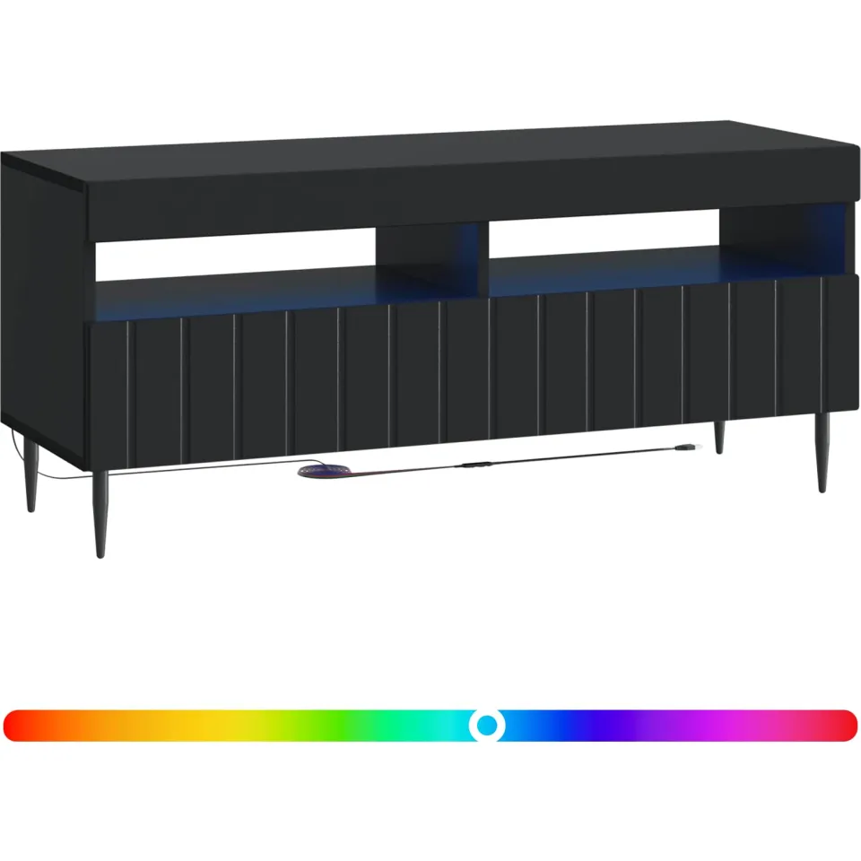 vidaXL LED tv-meubel ZWOLLE 100 x 35 x 43 cm Zwart Bewerkt hout, foto 3