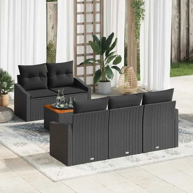 vidaXL Tuinbankenset 6 st Zwart poly rattan