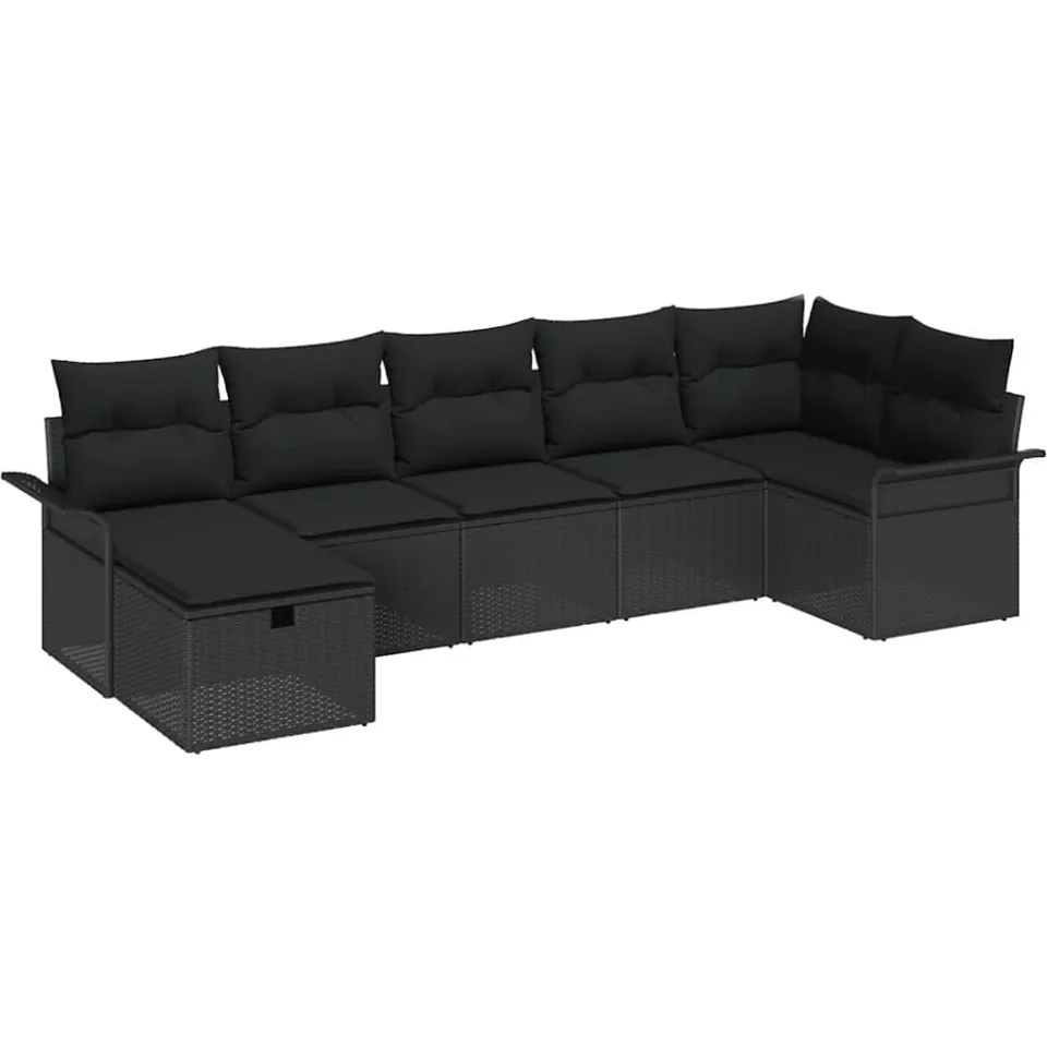 vidaXL Tuin Sofa Set 7 st Poly riet Beige