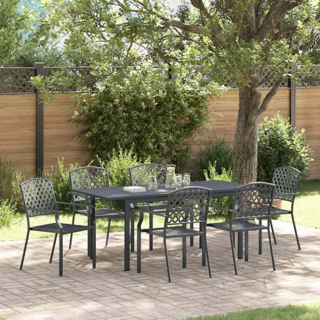 vidaXL Tuin eettafelset 7 st Antraciet Poedercoating staal, foto 2