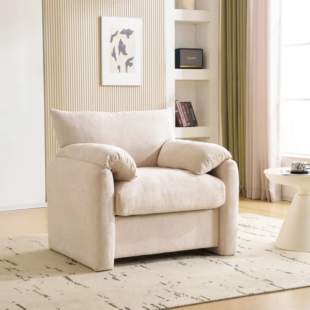 HAUSS SPOLE Sofa - 96x82x84 cm - Loungesessel Met Modern Design - Comfortabel En Stijlvol Voor Woonkamer Of Slaapkamer - Hout - Beige