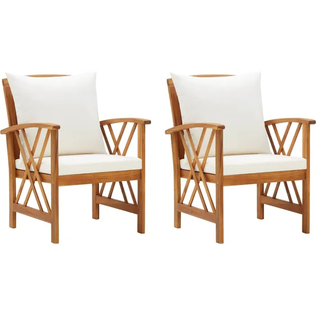 vidaXL Tuinstoelen 2 st met kussens massief acaciahout Wit