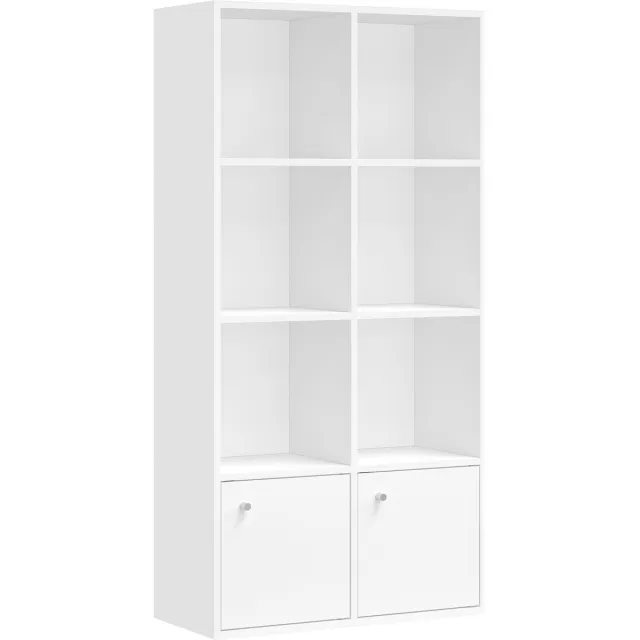 Vasagle Boekenkast - Met Deuren - 4-Lagen Staand Rek - Voor Woonkamer en Homeoffice Wit