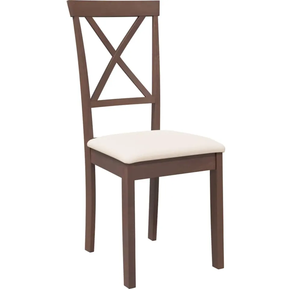 vidaXL Eetkamerstoelen met kussens 2 st massief hout rubber bruin, foto 4