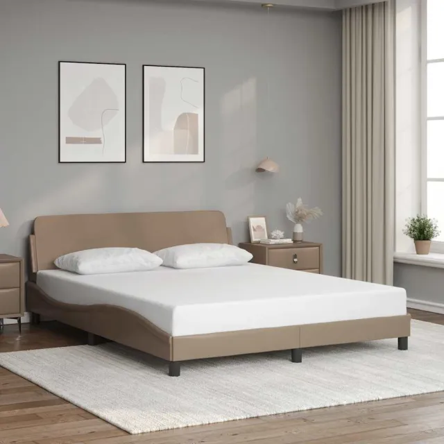 vidaXL Bedframe "Dover" kunstleer cappuccinokleurig 160x200 cm Bruin