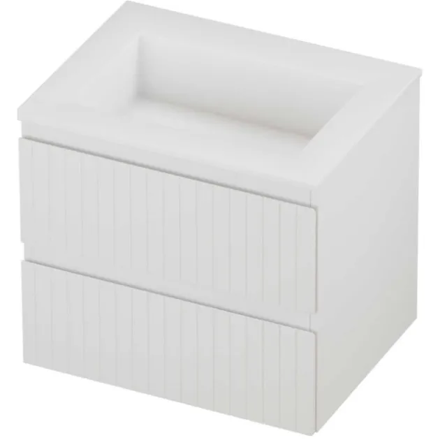 Proline Aristo Badmeubelset Polystone Elegant Gefreesd 60x46x54 cm Mat White Mat Wit