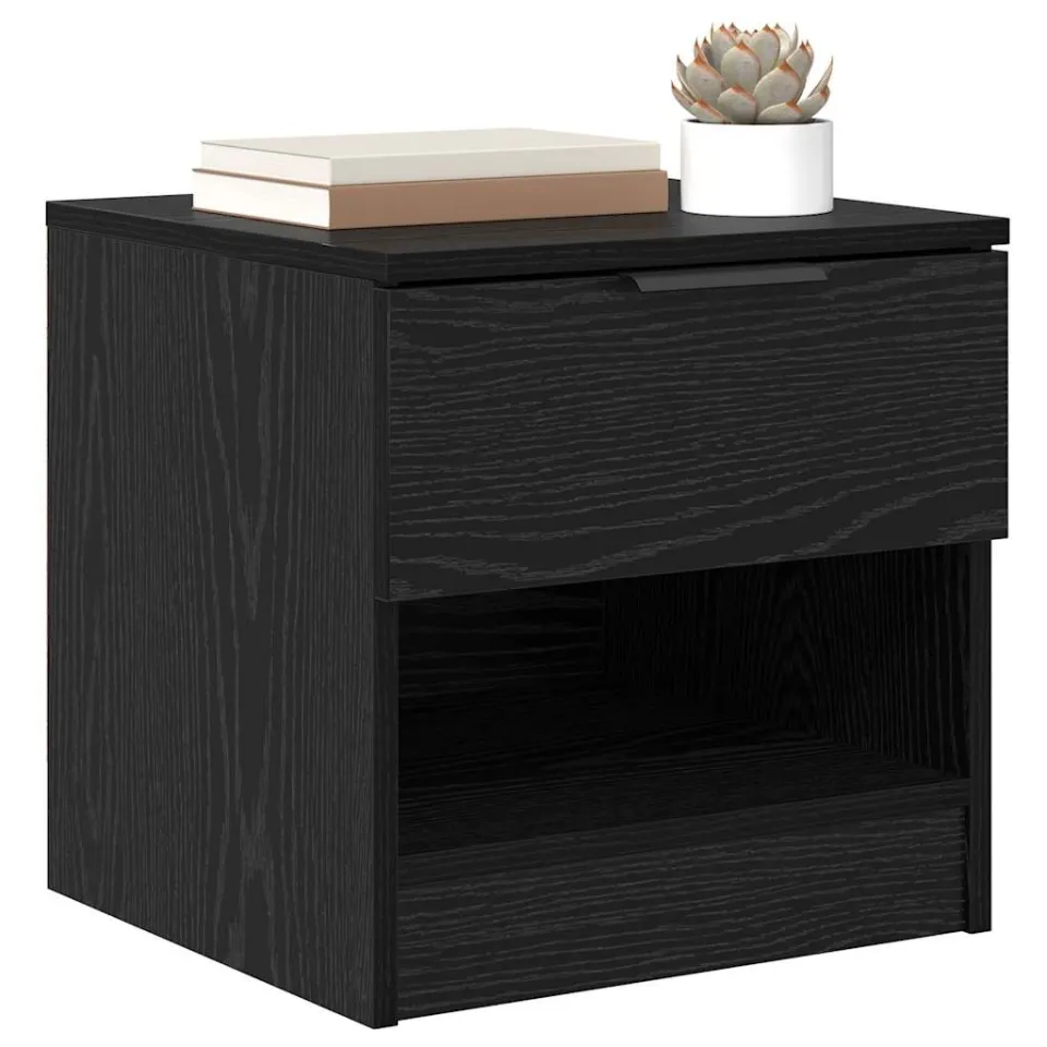vidaXL Bed kast 2 st Zwart Eiken 40 x 39 x 40cm Bewerkt hout