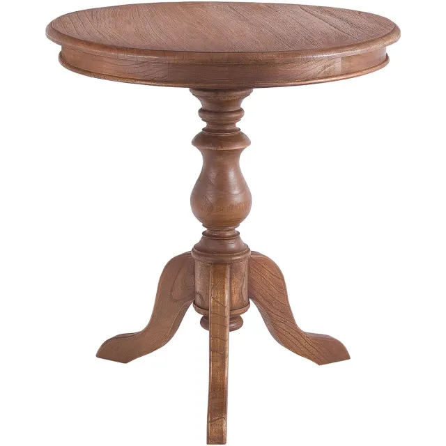 CLP Wiva Bijzettafel - rond - hout - 70cm diameter - voor woonkamer en eetkamer - Mindihout met tafelblad - bruin