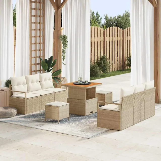 vidaXL Tuin Sofa Set 9 st Beige Poly riet, foto 2