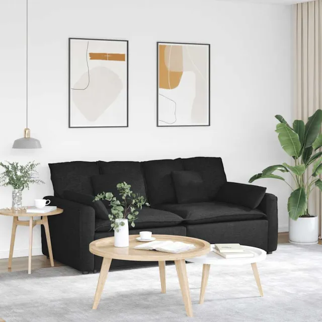 vidaXL Modulaire bank met kussens zwart